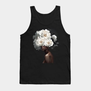 White Flower On Black Women African American Women Tank Top